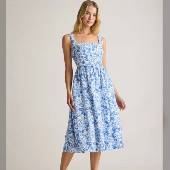 NWT Quince 100% European Linen Fit & Flare Midi Dress - Picture 1 of 4